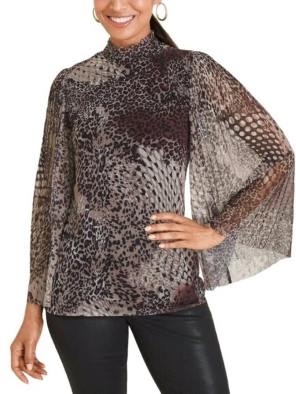 Chico's cheetah snake mesh top, size 2/large.